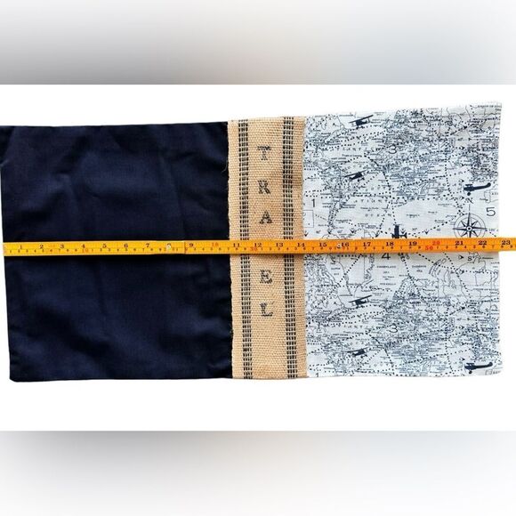 Travel Map Themed Decorative Throw Pillow Case Handmade. Home Decor. - Picture 2 of 5